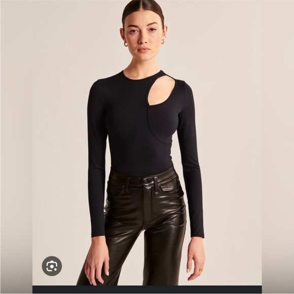 Abercrombie & Fitch Tops - Abercrombie & Fitch Black Asymmetrical Cut-Out Bodysuit